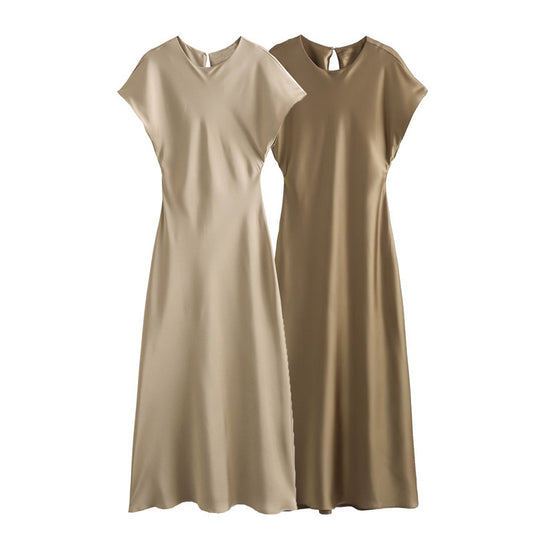 Solid color pleated camisole dress